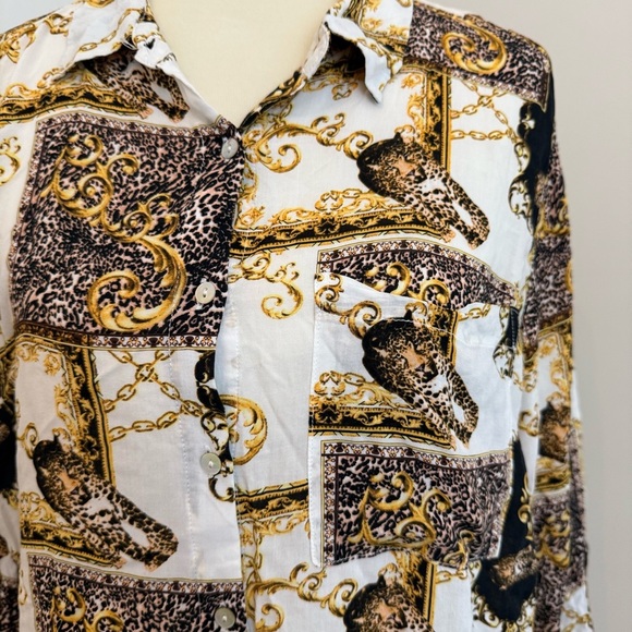 Grand & Greene Leopard Print Blouse Sz 1X - Picture 2 of 11